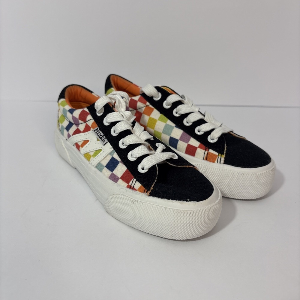 Kids MUDD Poppy Checkered Multicolored Lace Up Sneakers Shoes Youth Size 2